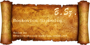 Boskovics Szabolcs névjegykártya